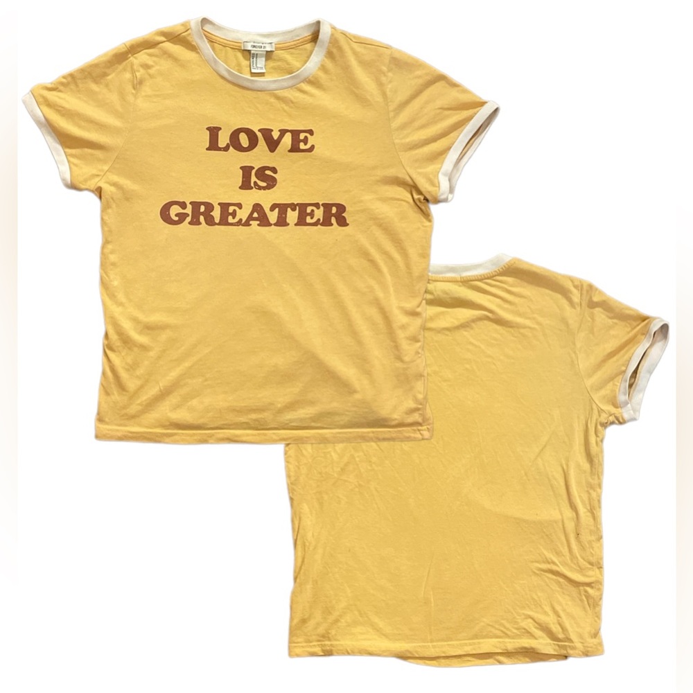 Fashion Nova, 70s Vibe “Love Is Greater”cropped Tee